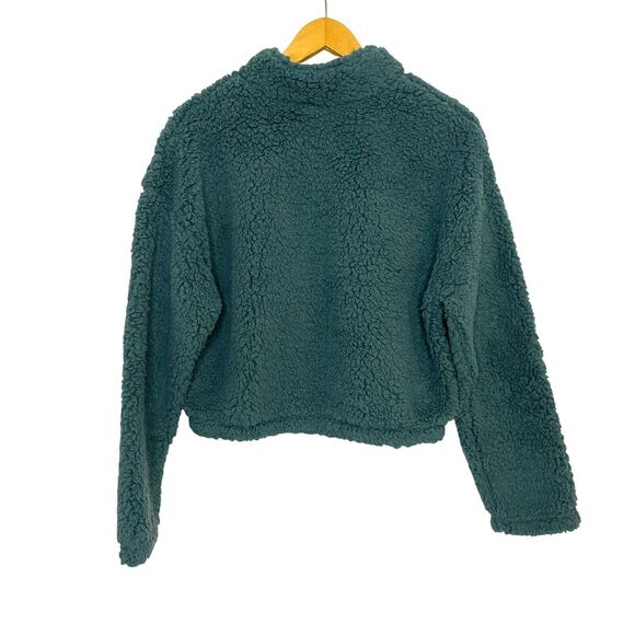 PacSun Women's‎ Simone Cropped Sherpa Henley Sweatshirt Size M - Picture 2 of 11